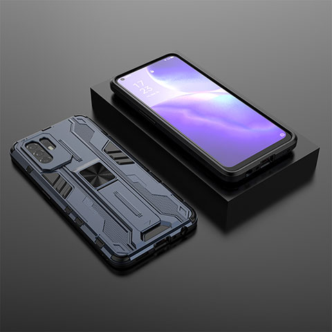 Custodia Silicone e Plastica Opaca Cover con Magnetico Supporto T02 per Oppo A94 5G Blu