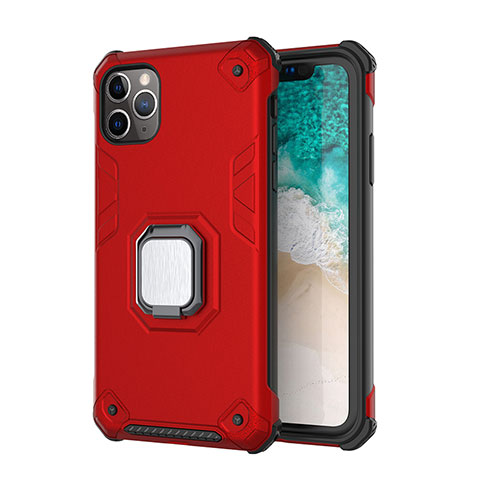 Custodia Silicone e Plastica Opaca Cover con Magnetico Supporto Z01 per Apple iPhone 11 Pro Rosso