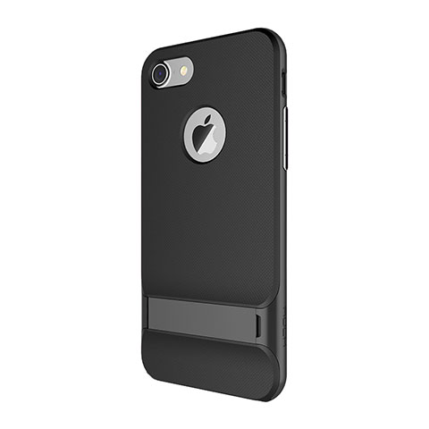 Custodia Silicone e Plastica Opaca Cover con Supporto A01 per Apple iPhone 7 Nero