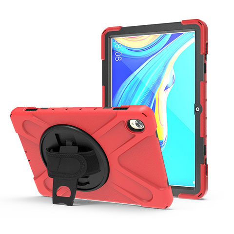 Custodia Silicone e Plastica Opaca Cover con Supporto A01 per Huawei MediaPad M6 10.8 Rosso