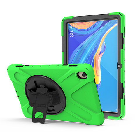 Custodia Silicone e Plastica Opaca Cover con Supporto A01 per Huawei MediaPad M6 10.8 Verde