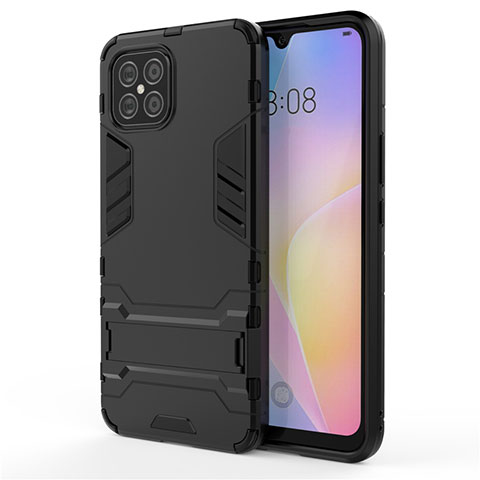 Custodia Silicone e Plastica Opaca Cover con Supporto A01 per Huawei Nova 8 SE 5G Nero