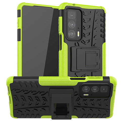 Custodia Silicone e Plastica Opaca Cover con Supporto A01 per Motorola Moto Edge 20 Pro 5G Verde