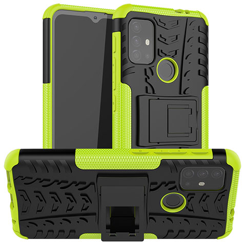Custodia Silicone e Plastica Opaca Cover con Supporto A01 per Motorola Moto G20 Verde