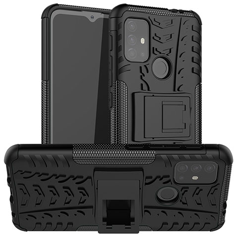 Custodia Silicone e Plastica Opaca Cover con Supporto A01 per Motorola Moto G30 Nero