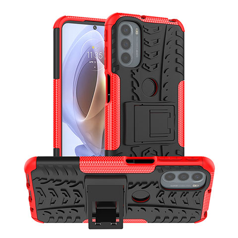 Custodia Silicone e Plastica Opaca Cover con Supporto A01 per Motorola Moto G31 Rosso