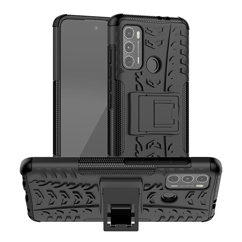 Custodia Silicone e Plastica Opaca Cover con Supporto A01 per Motorola Moto G40 Fusion Nero
