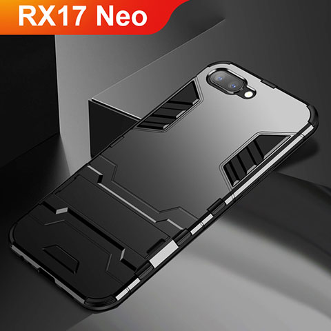 Custodia Silicone e Plastica Opaca Cover con Supporto A01 per Oppo RX17 Neo Nero
