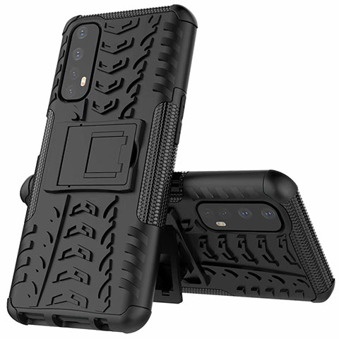 Custodia Silicone e Plastica Opaca Cover con Supporto A01 per Realme Narzo 20 Pro Nero