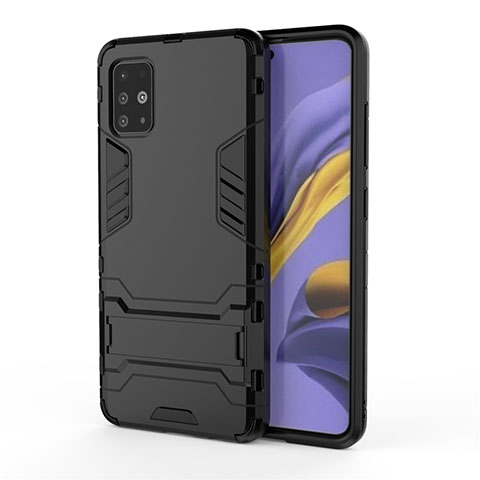 Custodia Silicone e Plastica Opaca Cover con Supporto A01 per Samsung Galaxy M40S Nero