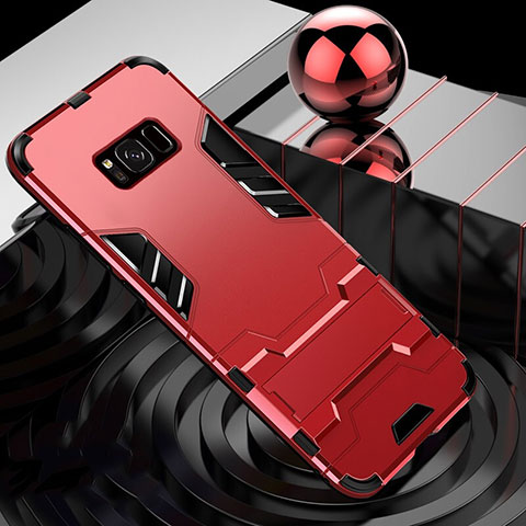 Custodia Silicone e Plastica Opaca Cover con Supporto A01 per Samsung Galaxy S8 Rosso