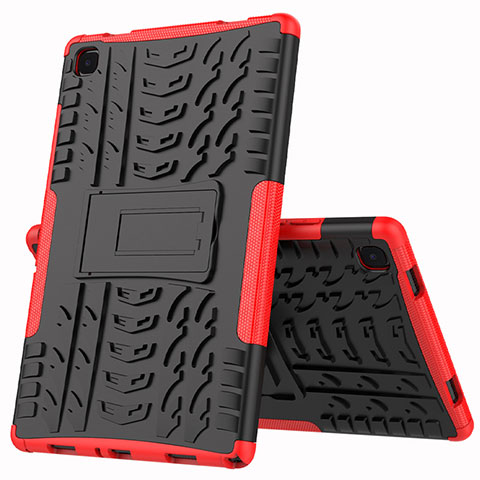 Custodia Silicone e Plastica Opaca Cover con Supporto A01 per Samsung Galaxy Tab A7 4G 10.4 SM-T505 Rosso