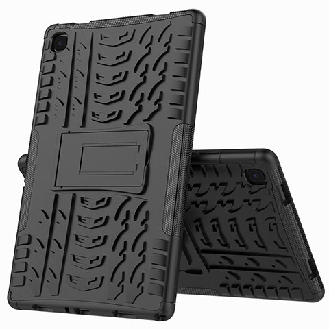 Custodia Silicone e Plastica Opaca Cover con Supporto A01 per Samsung Galaxy Tab A7 Wi-Fi 10.4 SM-T500 Nero