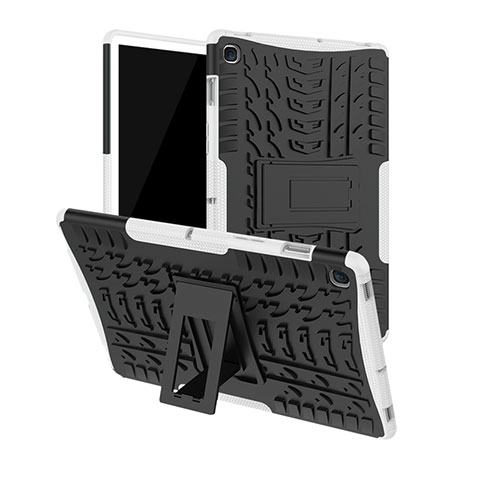 Custodia Silicone e Plastica Opaca Cover con Supporto A01 per Samsung Galaxy Tab S5e 4G 10.5 SM-T725 Bianco