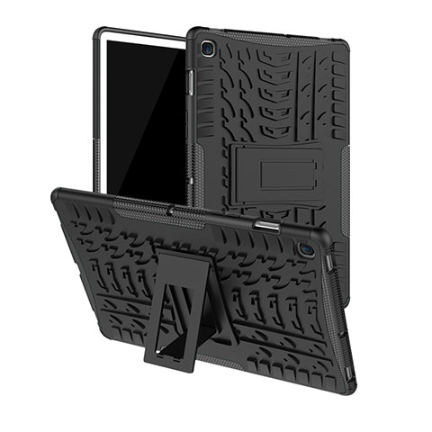 Custodia Silicone e Plastica Opaca Cover con Supporto A01 per Samsung Galaxy Tab S5e 4G 10.5 SM-T725 Nero