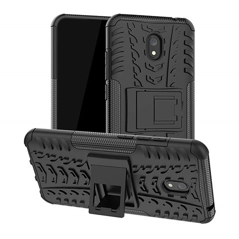 Custodia Silicone e Plastica Opaca Cover con Supporto A01 per Xiaomi Redmi 8A Nero