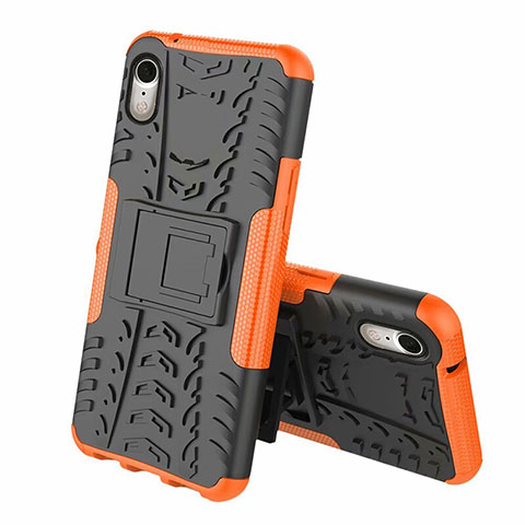 Custodia Silicone e Plastica Opaca Cover con Supporto A02 per Apple iPhone XR Arancione