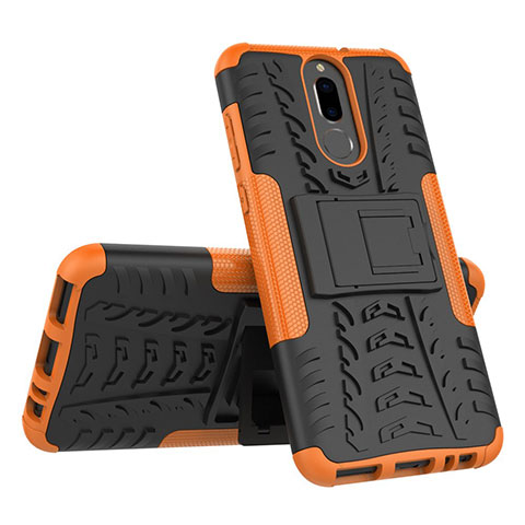 Custodia Silicone e Plastica Opaca Cover con Supporto A02 per Huawei G10 Arancione