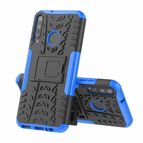 Custodia Silicone e Plastica Opaca Cover con Supporto A02 per Huawei Y7p Blu