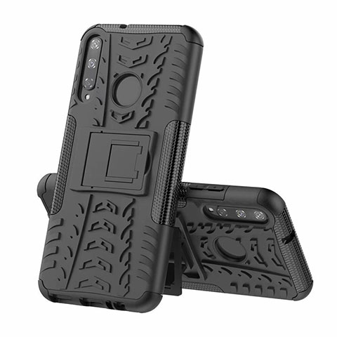 Custodia Silicone e Plastica Opaca Cover con Supporto A02 per Huawei Y7p Nero