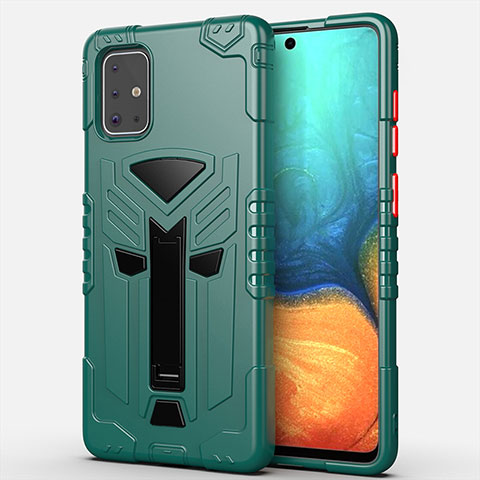 Custodia Silicone e Plastica Opaca Cover con Supporto A02 per Samsung Galaxy A71 5G Verde