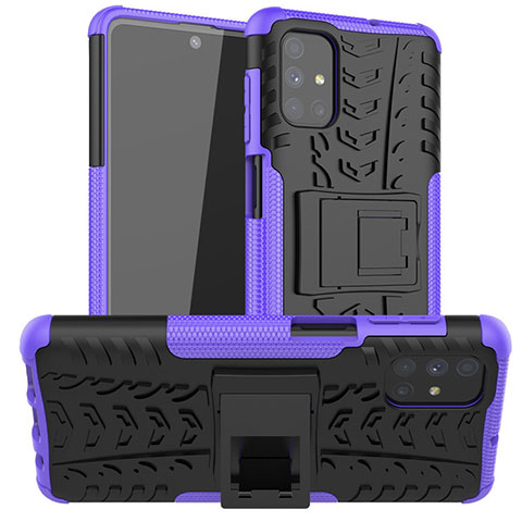 Custodia Silicone e Plastica Opaca Cover con Supporto A02 per Samsung Galaxy M51 Viola