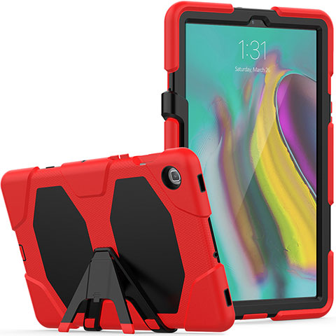 Custodia Silicone e Plastica Opaca Cover con Supporto A02 per Samsung Galaxy Tab S5e 4G 10.5 SM-T725 Rosso