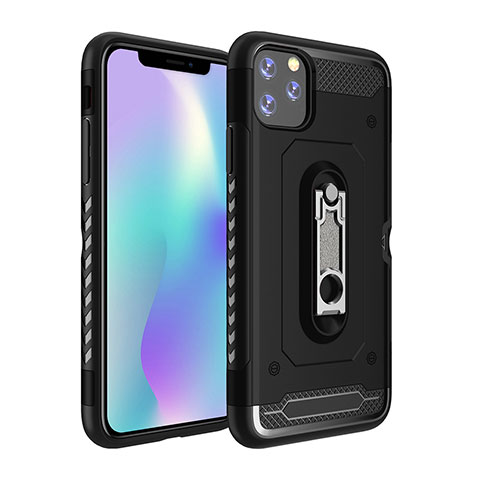 Custodia Silicone e Plastica Opaca Cover con Supporto A03 per Apple iPhone 11 Pro Max Nero