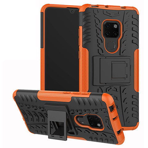 Custodia Silicone e Plastica Opaca Cover con Supporto A03 per Huawei Mate 20 Arancione