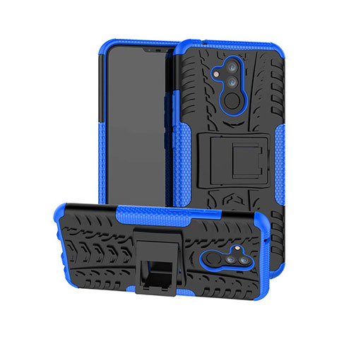 Custodia Silicone e Plastica Opaca Cover con Supporto A03 per Huawei Mate 20 Lite Blu