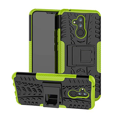 Custodia Silicone e Plastica Opaca Cover con Supporto A03 per Huawei Mate 20 Lite Verde
