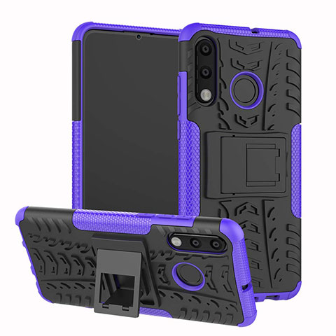 Custodia Silicone e Plastica Opaca Cover con Supporto A04 per Huawei P30 Lite New Edition Viola