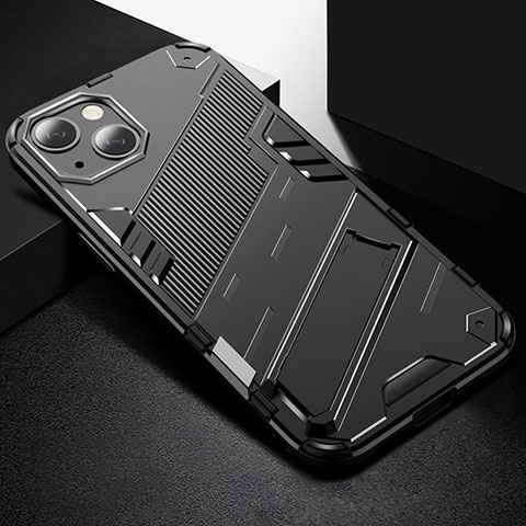 Custodia Silicone e Plastica Opaca Cover con Supporto A05 per Apple iPhone 13 Mini Nero