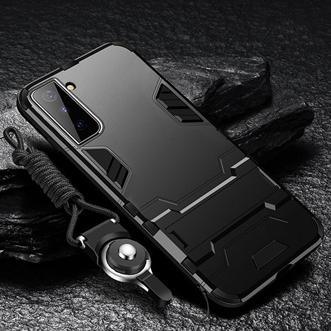 Custodia Silicone e Plastica Opaca Cover con Supporto A05 per Samsung Galaxy S22 5G Nero