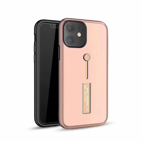 Custodia Silicone e Plastica Opaca Cover con Supporto A07 per Apple iPhone 11 Oro Rosa