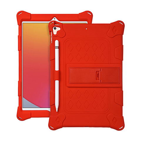 Custodia Silicone e Plastica Opaca Cover con Supporto H01 per Apple iPad Pro 10.5 Rosso