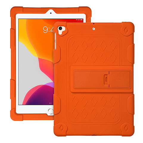 Custodia Silicone e Plastica Opaca Cover con Supporto H01 per Apple iPad Pro 9.7 Arancione