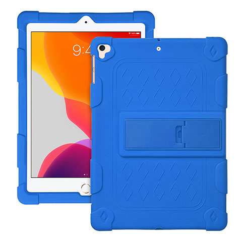 Custodia Silicone e Plastica Opaca Cover con Supporto H01 per Apple iPad Pro 9.7 Blu
