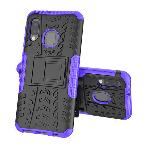 Custodia Silicone e Plastica Opaca Cover con Supporto J01X per Samsung Galaxy A20e Viola