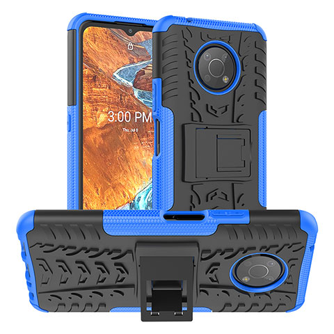Custodia Silicone e Plastica Opaca Cover con Supporto JX1 per Nokia G300 5G Blu