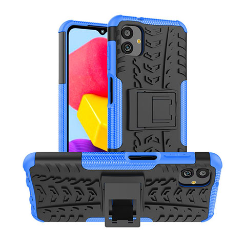 Custodia Silicone e Plastica Opaca Cover con Supporto JX1 per Samsung Galaxy M13 5G Blu