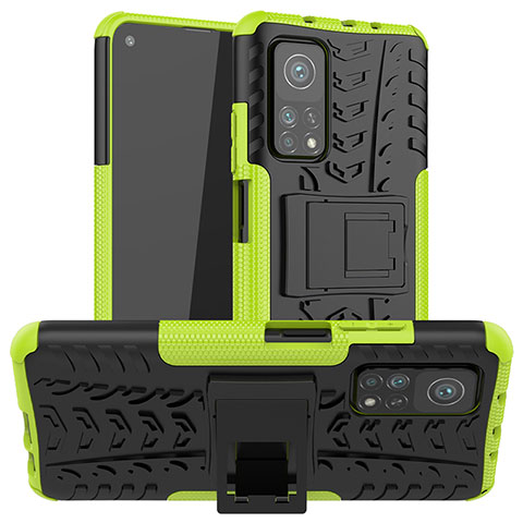 Custodia Silicone e Plastica Opaca Cover con Supporto JX1 per Xiaomi Mi 10T Pro 5G Verde