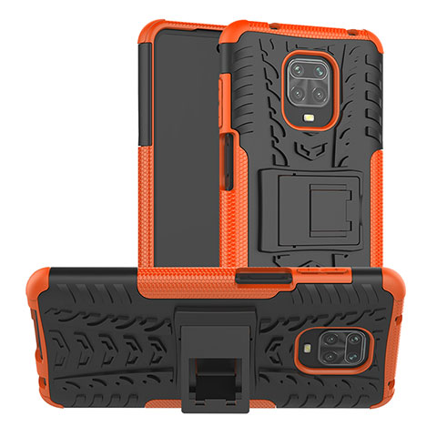 Custodia Silicone e Plastica Opaca Cover con Supporto JX1 per Xiaomi Poco M2 Pro Arancione