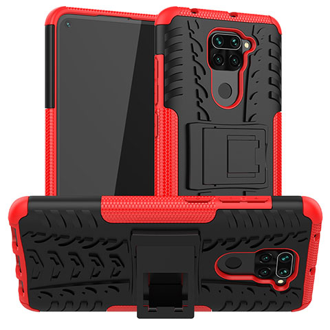 Custodia Silicone e Plastica Opaca Cover con Supporto JX1 per Xiaomi Redmi 10X 4G Rosso
