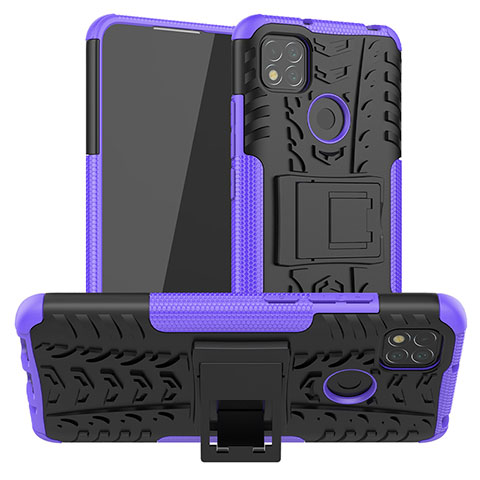 Custodia Silicone e Plastica Opaca Cover con Supporto JX1 per Xiaomi Redmi 9C Viola