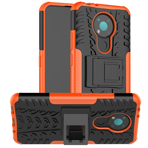 Custodia Silicone e Plastica Opaca Cover con Supporto JX2 per Nokia 3.4 Arancione