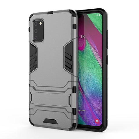 Custodia Silicone e Plastica Opaca Cover con Supporto KC1 per Samsung Galaxy A41 Grigio