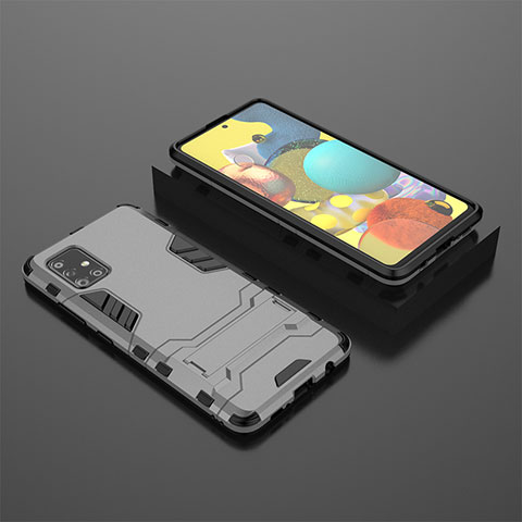 Custodia Silicone e Plastica Opaca Cover con Supporto KC1 per Samsung Galaxy M40S Grigio