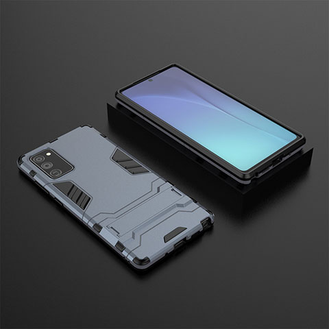 Custodia Silicone e Plastica Opaca Cover con Supporto KC1 per Samsung Galaxy Note 20 5G Blu