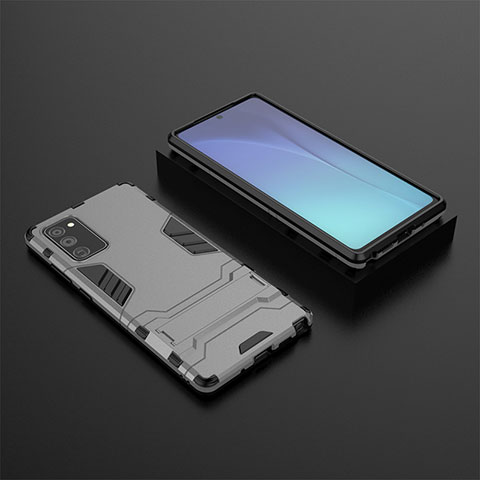Custodia Silicone e Plastica Opaca Cover con Supporto KC1 per Samsung Galaxy Note 20 5G Grigio